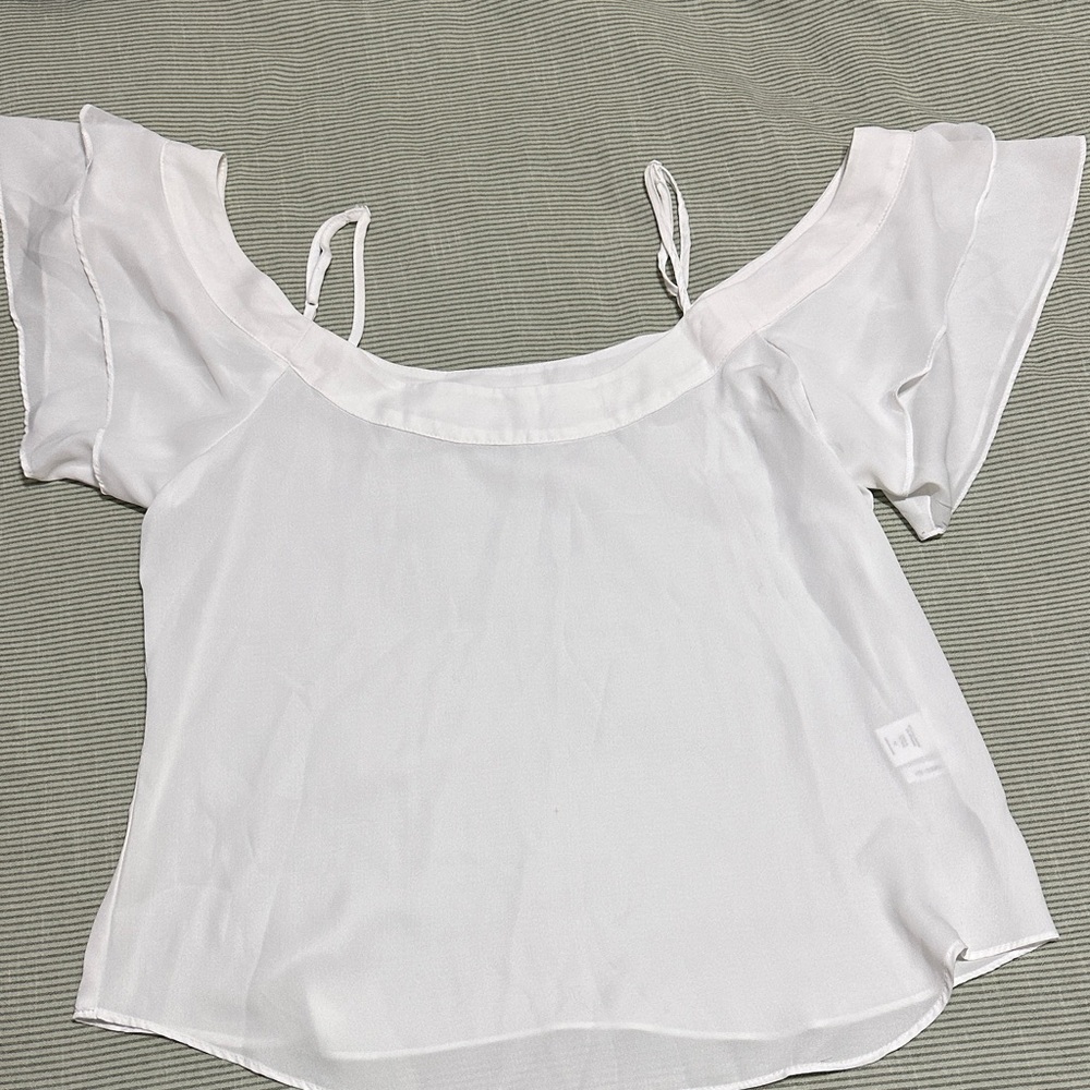 New York & Company White Off-Shoulder Blouse
